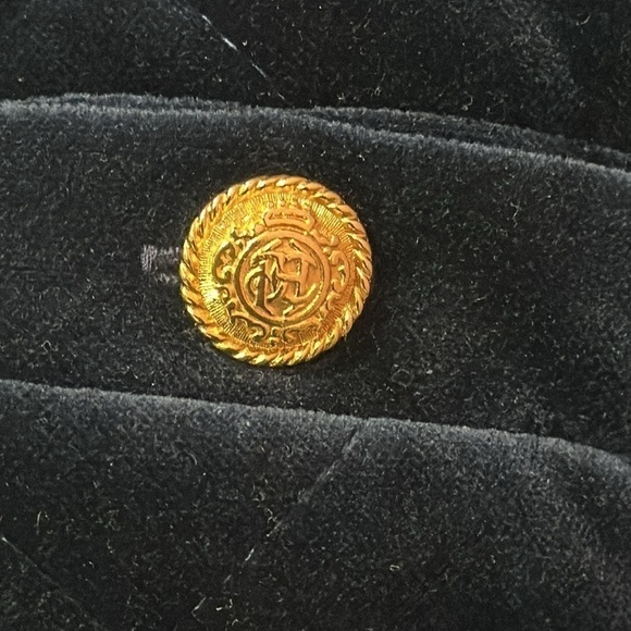 JH COLLECTIBLES Navy Blue/Gold Quilted Velvet Jacket Size 4 - Picture 5 of 7